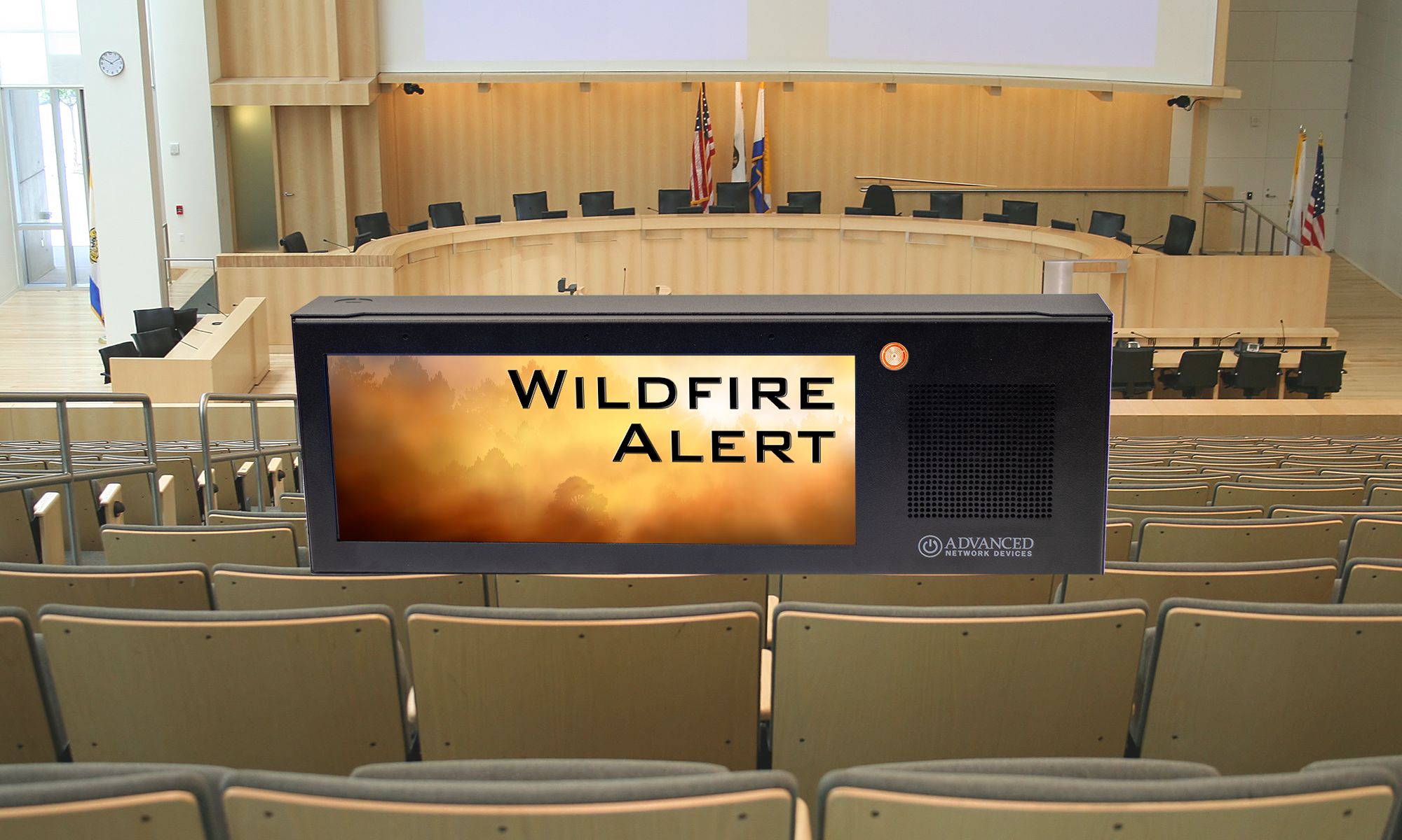 government-facility-with-wildfire-alert-on-hd-ip-display